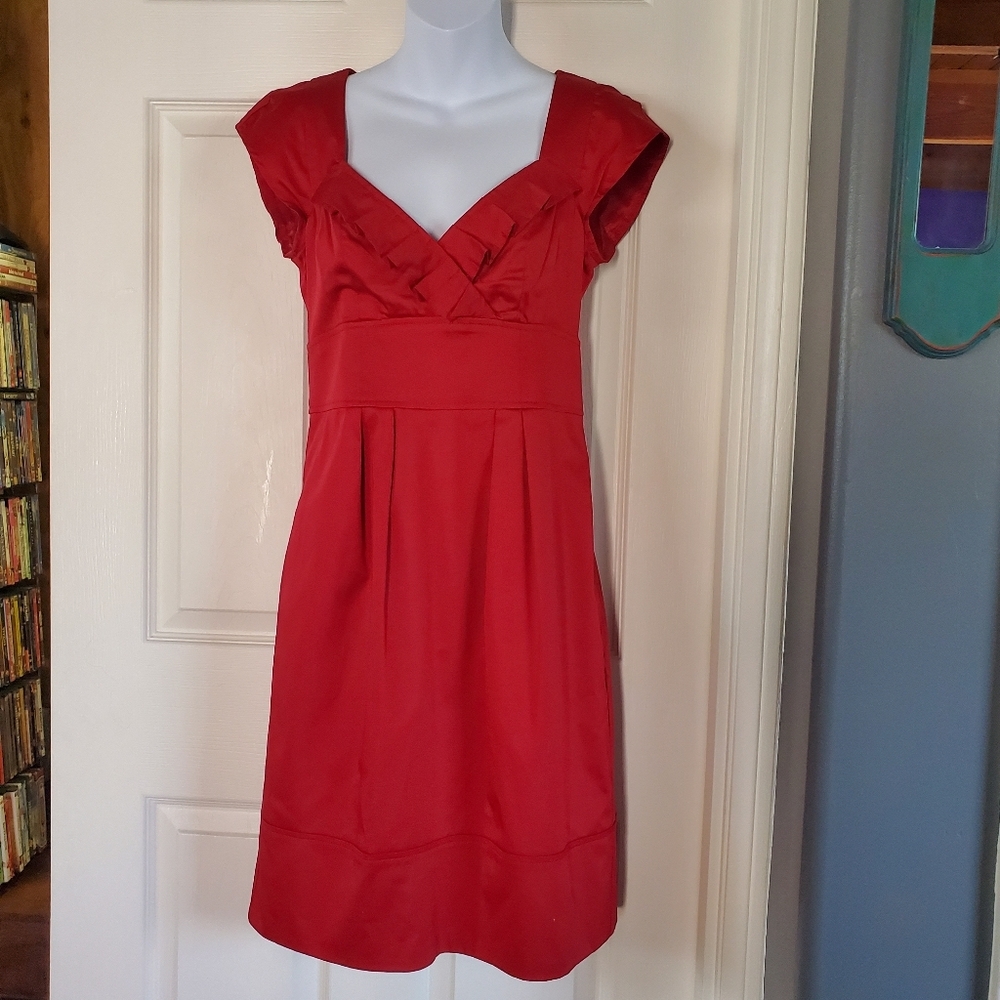 Nanette Lepore Dynasty Ruffle Mini Dress Red Romantic Sexy Formal Evening Size 6
